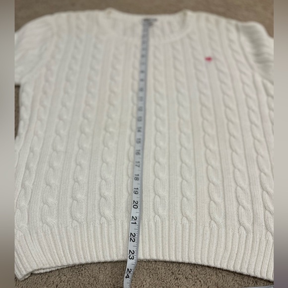 Lilly Pulitzer 100% Cotton Cable Knit Crewneck White Sweater Sz M - Picture 9 of 10